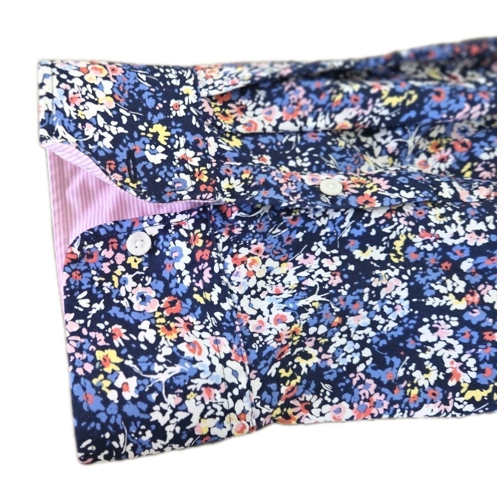 CHAPS Women's 3X Shirt Collared Pink Blue Floral Button Up 3/4 Sleeve No Iron - Picture 5 of 7